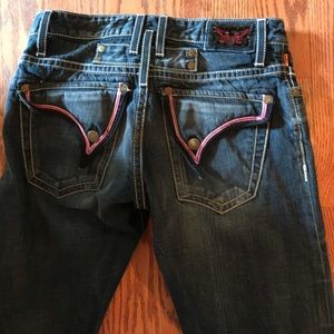 Robins 31X35 STRAIGHT LEG LEATHER TRIM JEANS